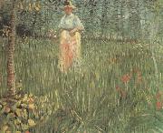 Vincent Van Gogh A Woman Walking in a Garden (nn04) oil on canvas